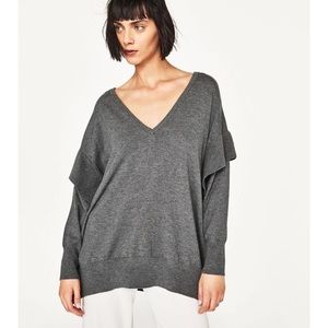 Zara Knit | Flounce Ruffle Sleeve Sweater